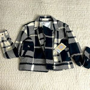 LuLaRoe Presley Navy and Cream Moto Jacket